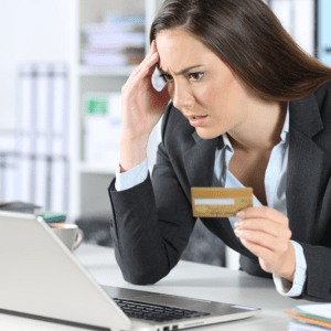 woman stressed over website
