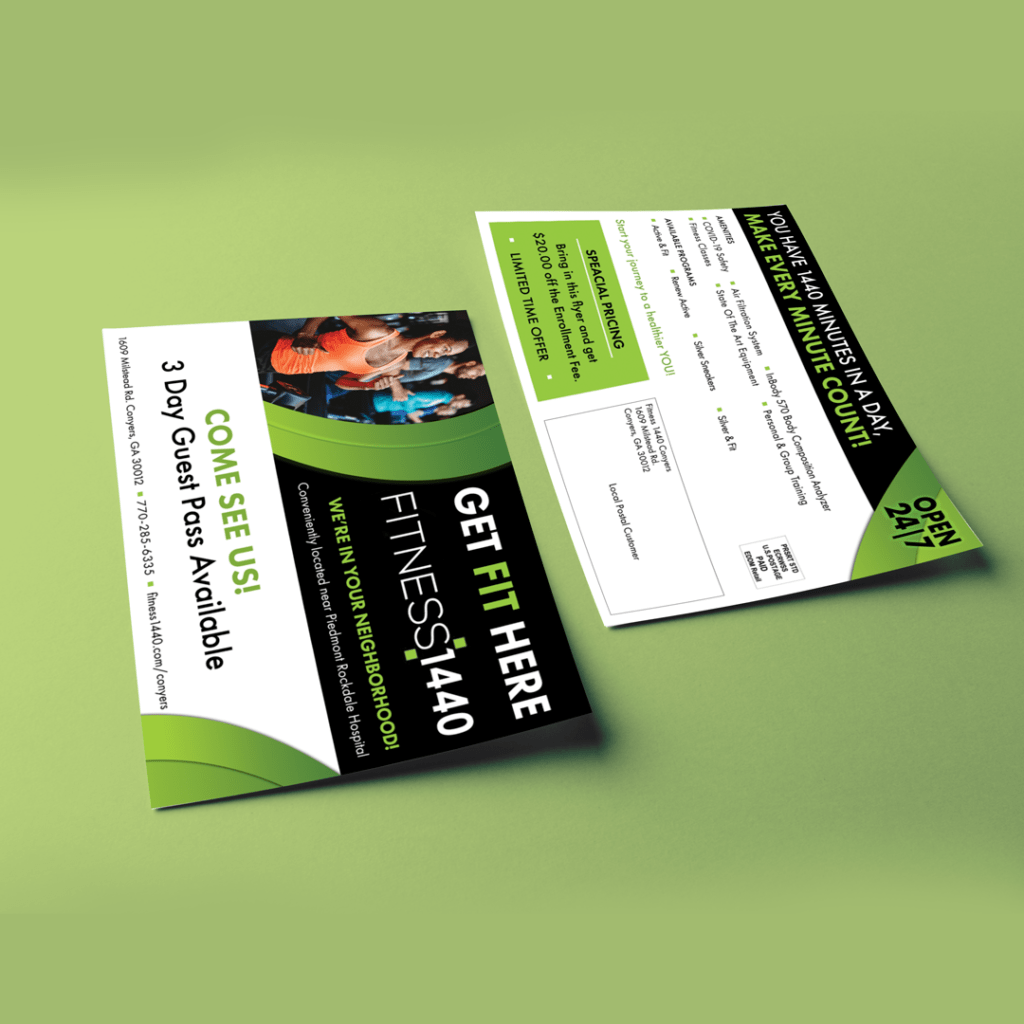 mailer flyer design for gym Fitness 1440 Conyers