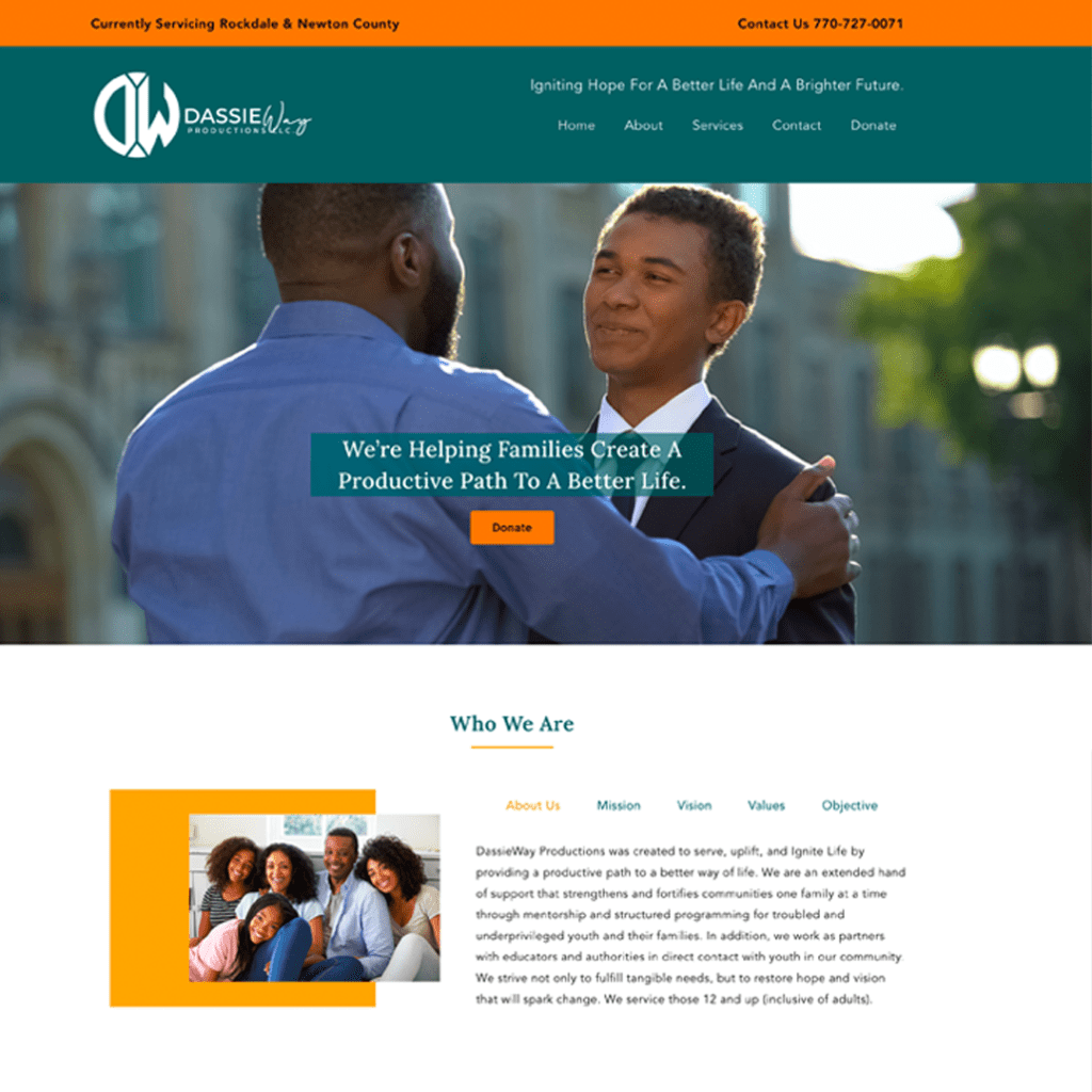 Screenshot of Website design and development for nonprofit Dassie Way Productions