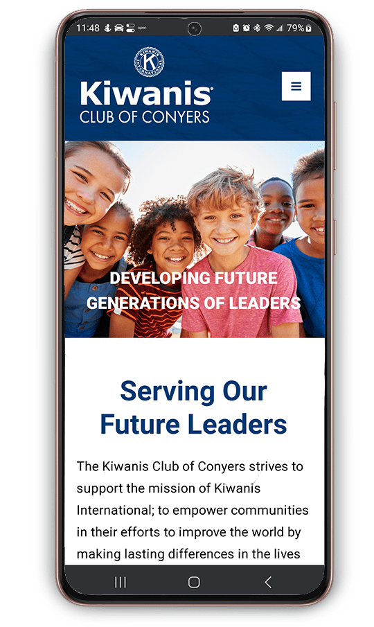 nonprofit website displayed on a cellphone - Christian website design services by S. Mays Designs