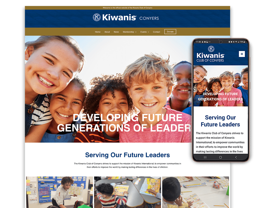 community organization, non-profit website design display of page view and cellphone view by S. Mays Designs